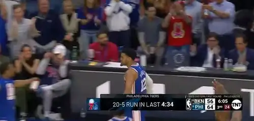  大帝引力恩比德三分线外遭三人包夹哈里斯空位三分打停篮网