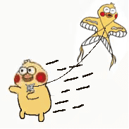  小鹦鹉小黄鸡放风筝表情包