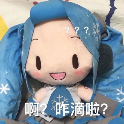  二次元表情4傻fufu初音未来表情包蓝绿色娃娃头发真实玩偶表情包