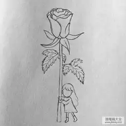  玫瑰花少女简笔画步骤图