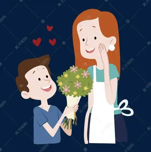  送花给妈妈的儿子矢量素材图片免费下载千库网