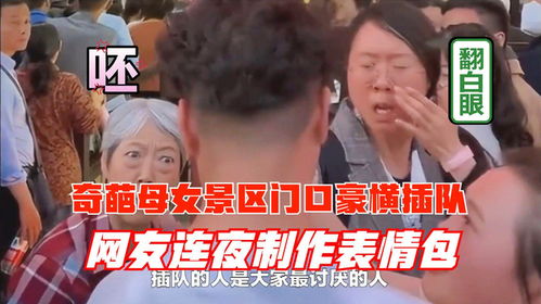  这对奇葩母女景区门口豪横插队,网友连夜制作表情包,火了