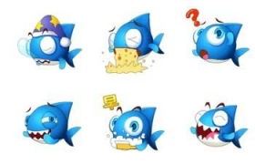  蓝色小鲨鱼表情可爱小鲨鱼qq表情下载